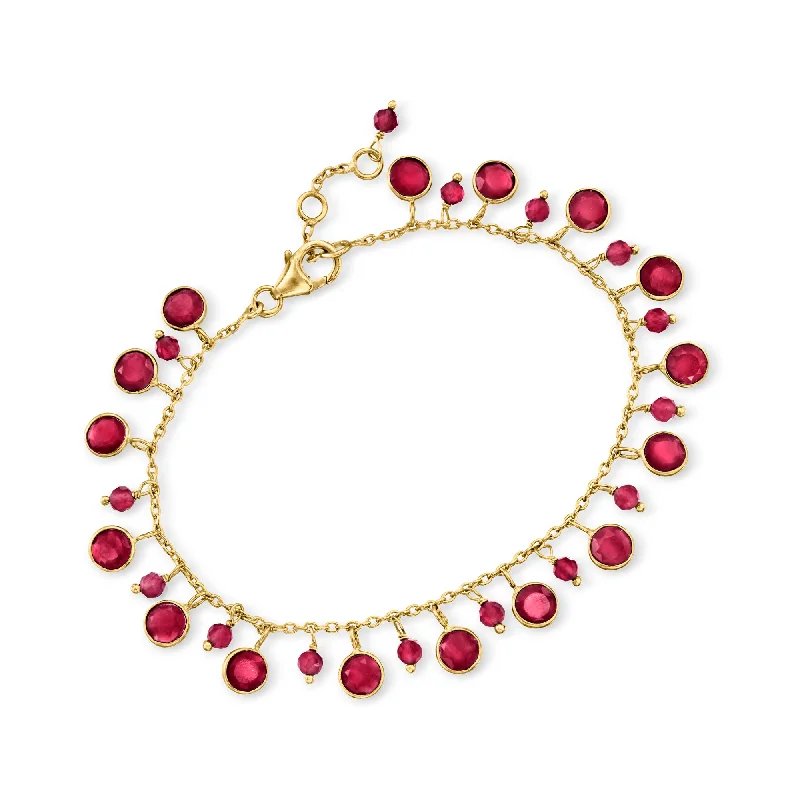 The Perfect Jewelry Piece At The Perfect Discount Ross-Simons Ruby Drop Bracelet in 18kt Gold Over Sterling The Perfect Jewelry Piece At The Perfect Discount Ross-Simons Ruby Drop Bracelet in 18kt Gold Over Sterling