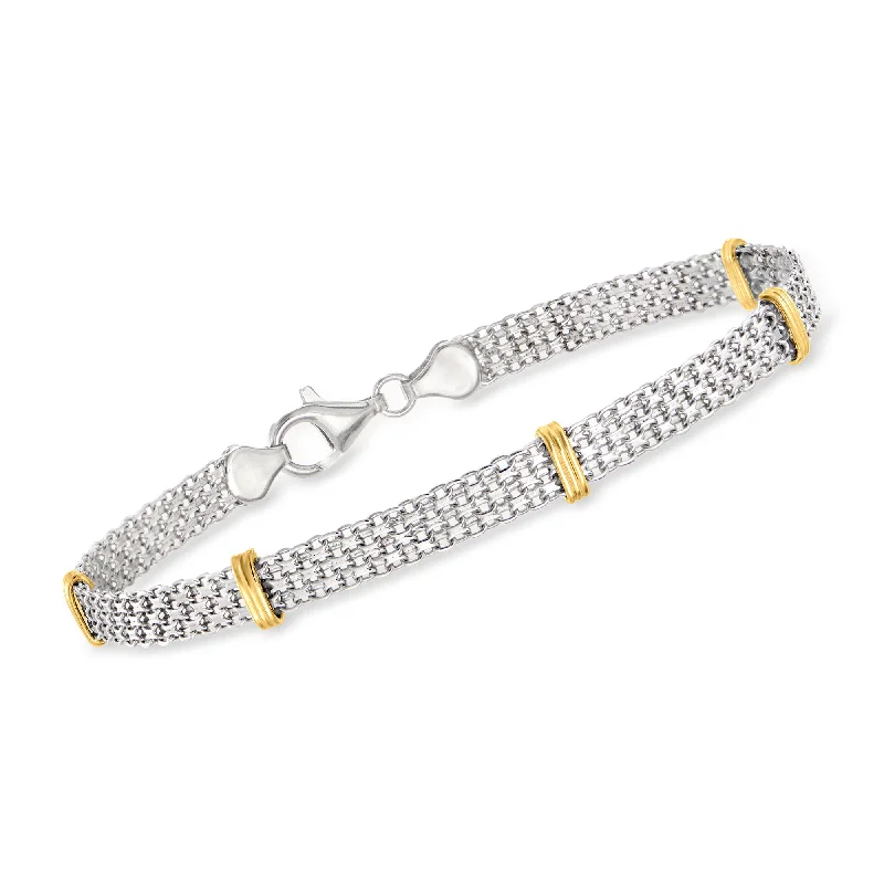 Elegant Jewelry, Exclusive Prices – Shop Now Ross-Simons Sterling Silver and 14kt Yellow Gold Bismark-Link Bracelet Elegant Jewelry, Exclusive Prices – Shop Now Ross-Simons Sterling Silver and 14kt Yellow Gold Bismark-Link Bracelet