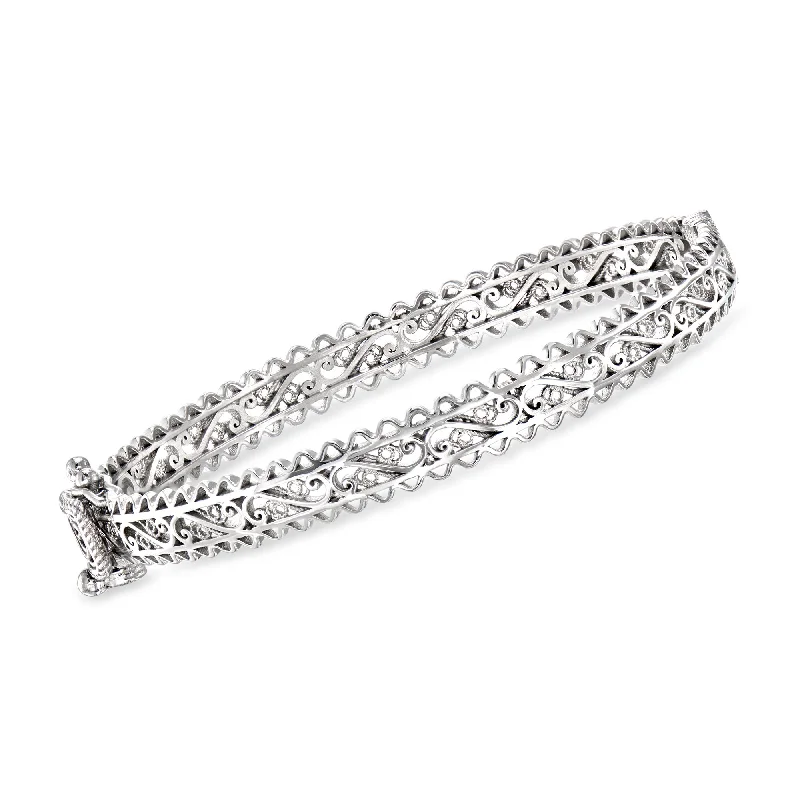 Luxury Jewelry Now At Special Promotional Rates Ross-Simons Sterling Silver Filigree Bangle Bracelet Luxury Jewelry Now At Special Promotional Rates Ross-Simons Sterling Silver Filigree Bangle Bracelet