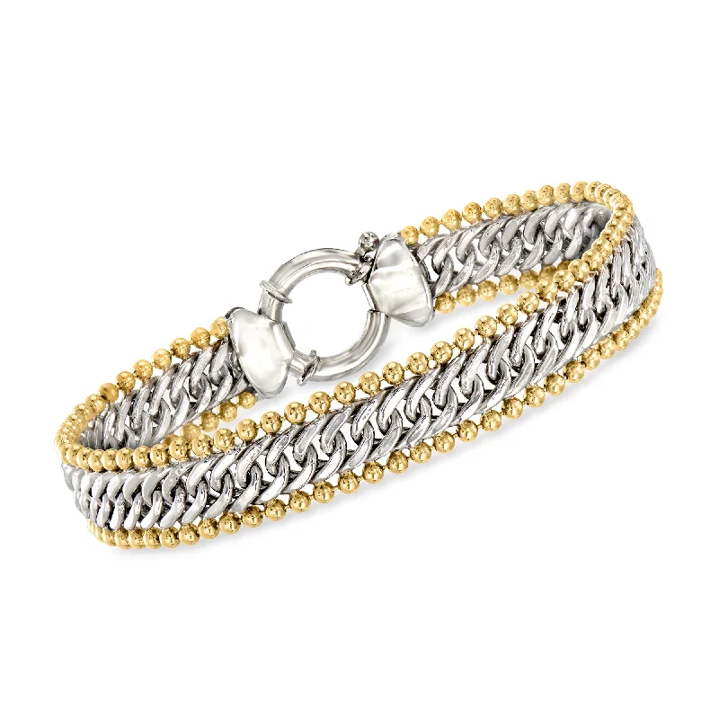 Unlock Unbeatable Jewelry Deals Before They’Re Gone Ross-Simons Two-Tone Sterling Silver Cuban and Bead-Link Bracelet Unlock Unbeatable Jewelry Deals Before They’Re Gone Ross-Simons Two-Tone Sterling Silver Cuban and Bead-Link Bracelet