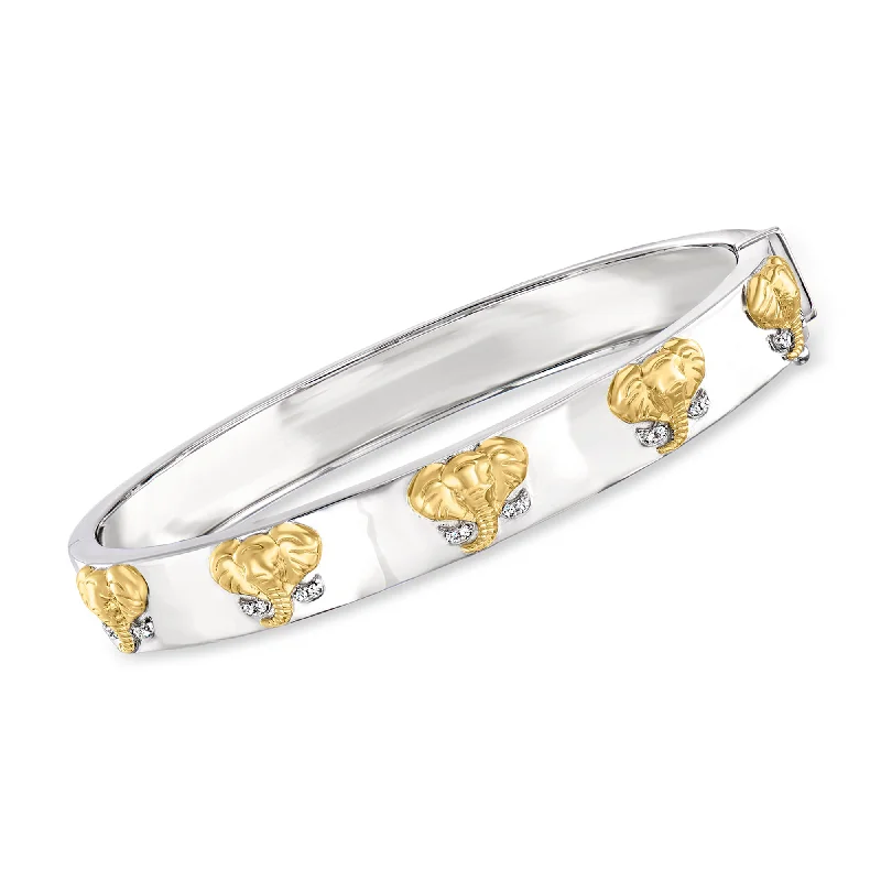 Buy More, Save More On Stunning Jewelry Pieces Ross-Simons White Topaz Elephant Bangle Bracelet in 2-Tone Sterling Silver Buy More, Save More On Stunning Jewelry Pieces Ross-Simons White Topaz Elephant Bangle Bracelet in 2-Tone Sterling Silver