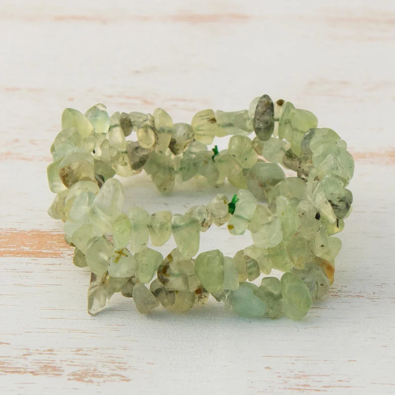 Premium Jewelry At Special Low Prices For A Limited Time Sage Trio Prehnite Chip Beaded Stretch Bracelets (Set of 3) Premium Jewelry At Special Low Prices For A Limited Time Sage Trio Prehnite Chip Beaded Stretch Bracelets (Set of 3)
