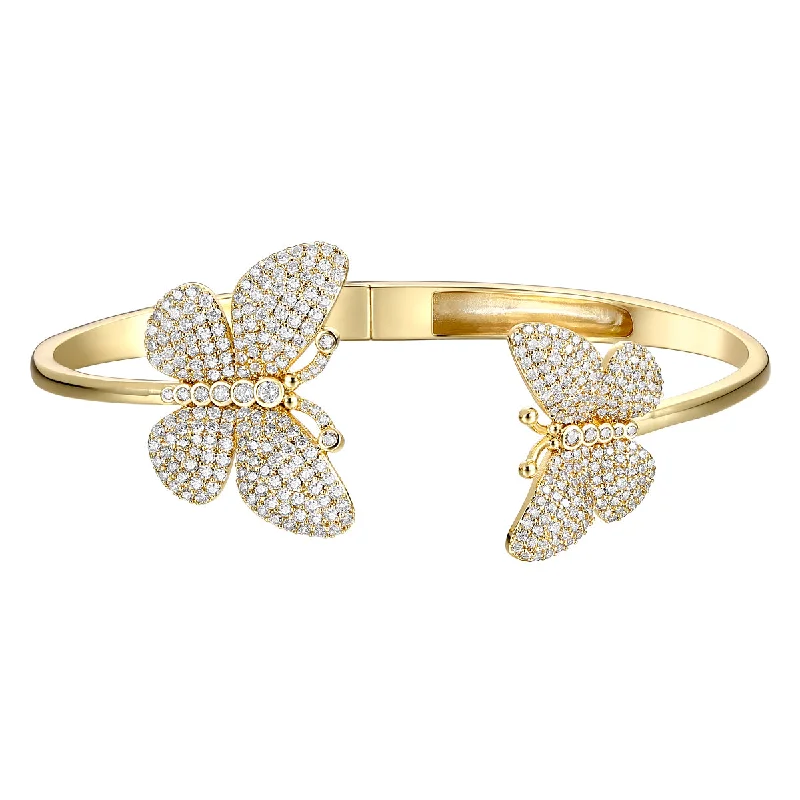 Must-Have Jewelry Pieces At Reduced Prices Sterling Silver 14k Gold Plated With Diamond Cubic Zirconia French Pave Butterfly Open Cuff Bangle Bracelet Must-Have Jewelry Pieces At Reduced Prices Sterling Silver 14k Gold Plated With Diamond Cubic Zirconia French Pave Butterfly Open Cuff Bangle Bracelet