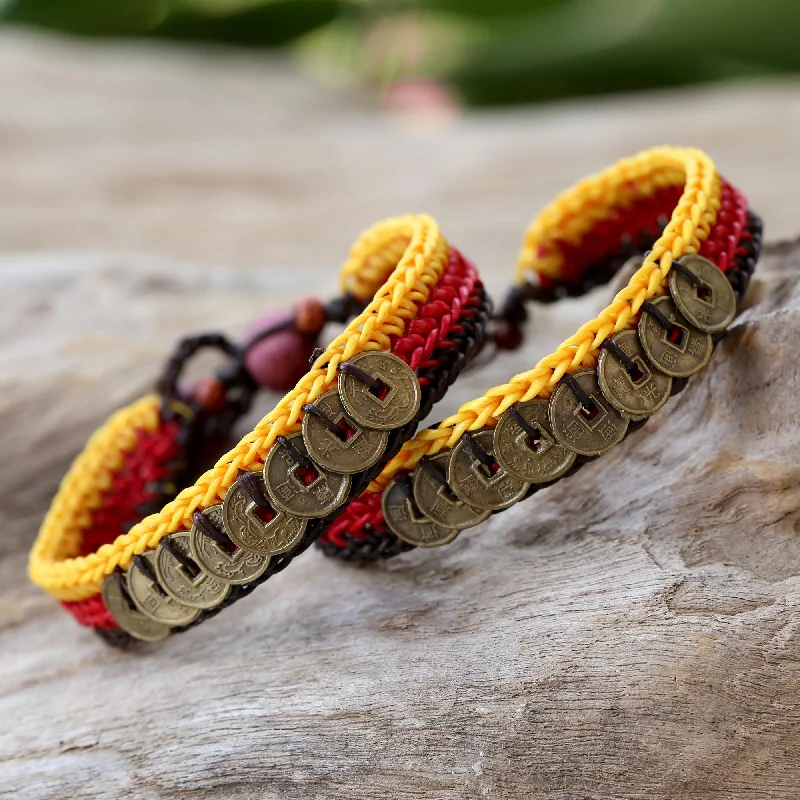 Dazzle In Elegance With Our Biggest Jewelry Sale Sunshine Coins Beaded Brass Coin Bracelets (Pair)