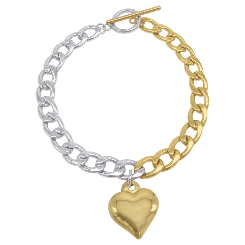 Exclusive Gemstone Jewelry Markdowns – Shop Now Water Resistant Half And Half Heart Chain Toggle Bracelet silver gold Exclusive Gemstone Jewelry Markdowns – Shop Now Water Resistant Half And Half Heart Chain Toggle Bracelet silver gold