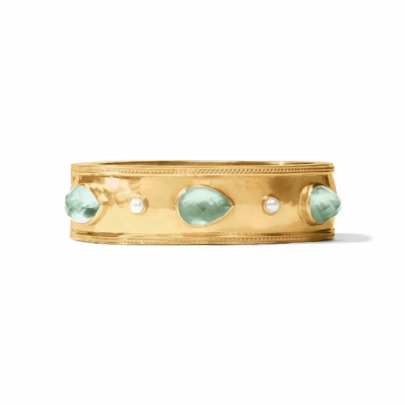 Last Chance To Grab Your Favorite Jewelry At A Discount Women's Cannes Statement Hinge Bangle In Iridescent Aquamarine Blue Last Chance To Grab Your Favorite Jewelry At A Discount Women's Cannes Statement Hinge Bangle In Iridescent Aquamarine Blue