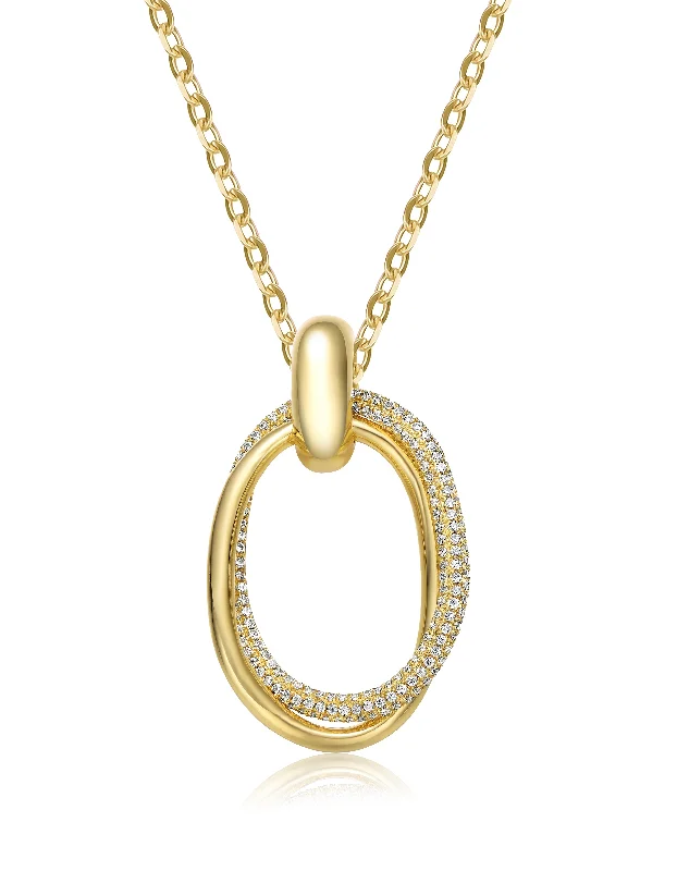 Handcrafted Beauty At Affordable Prices 14k Gold Plated Sterlig Silver With Diamond Cubic Zirconia Double Entwined Oval Eternity Circle Pendant Necklace Handcrafted Beauty At Affordable Prices 14k Gold Plated Sterlig Silver With Diamond Cubic Zirconia Double Entwined Oval Eternity Circle Pendant Necklace