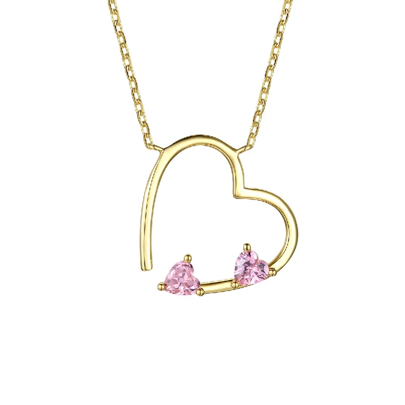 Unmissable Jewelry Sale – Shop Before It's Too Late 14k Gold Plated Sterling Silver With Pink Diamond Cubic Zirconia Open Heart Layering Necklace Unmissable Jewelry Sale – Shop Before It's Too Late 14k Gold Plated Sterling Silver With Pink Diamond Cubic Zirconia Open Heart Layering Necklace