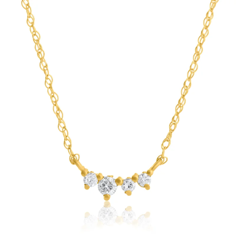 Premium Jewelry, Premium Discounts – Act Fast 14k Yellow Gold 4 Stone Diamond Necklace Premium Jewelry, Premium Discounts – Act Fast 14k Yellow Gold 4 Stone Diamond Necklace
