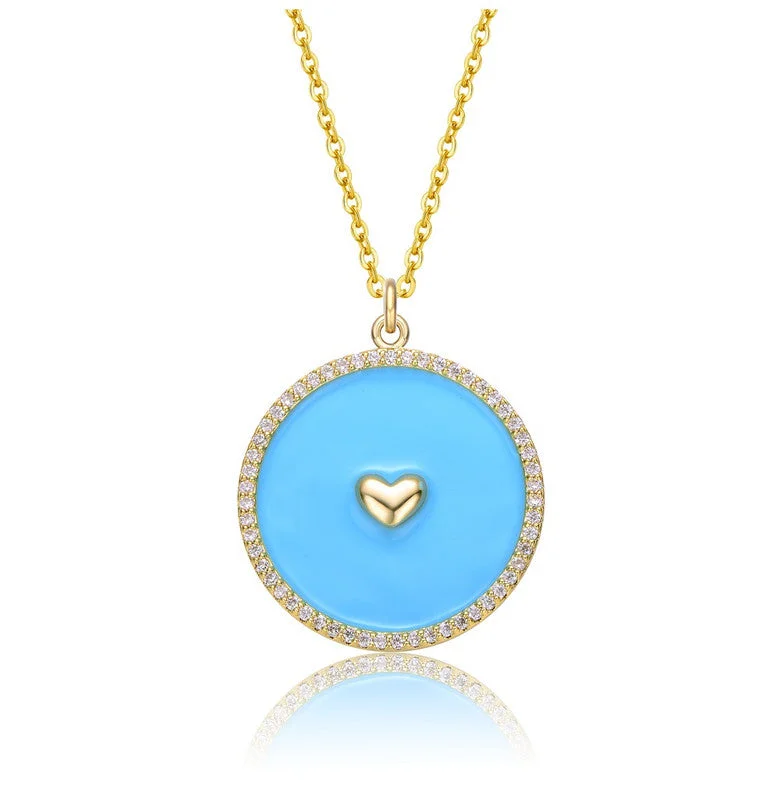 Jewelry Clearance – Final Chance To Save Big 14k Yellow Gold Plated with clear Cubic Zirconia and Colored Enamel Round Pendant Jewelry Clearance – Final Chance To Save Big 14k Yellow Gold Plated with clear Cubic Zirconia and Colored Enamel Round Pendant