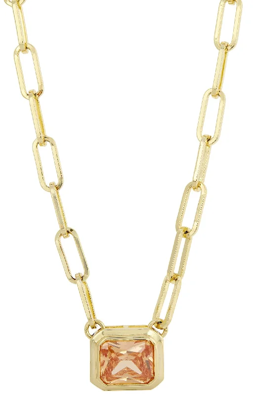 Last Chance To Shop High-End Jewelry At Markdown Prices 18K GOLD PLATED PAPERCLIP NECKLACE CHAMPAGNE CENTER Last Chance To Shop High-End Jewelry At Markdown Prices 18K GOLD PLATED PAPERCLIP NECKLACE CHAMPAGNE CENTER