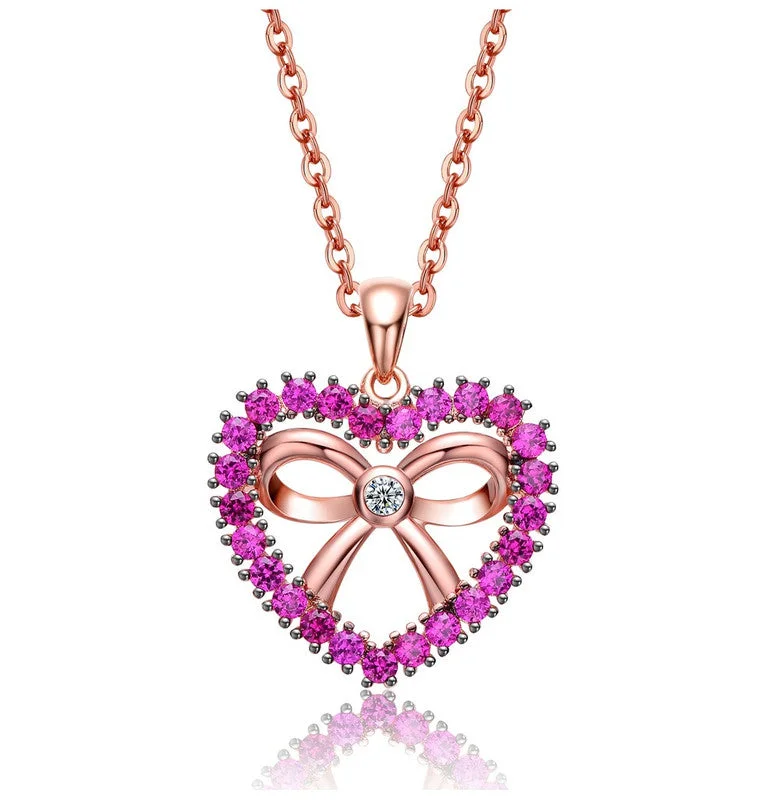 Exclusive Jewelry Sale – Grab Timeless Pieces Now 18K Rose Gold Plated Heart Shaped Pendant Necklace with Clear Cubic Zirconia for Kids/Girls