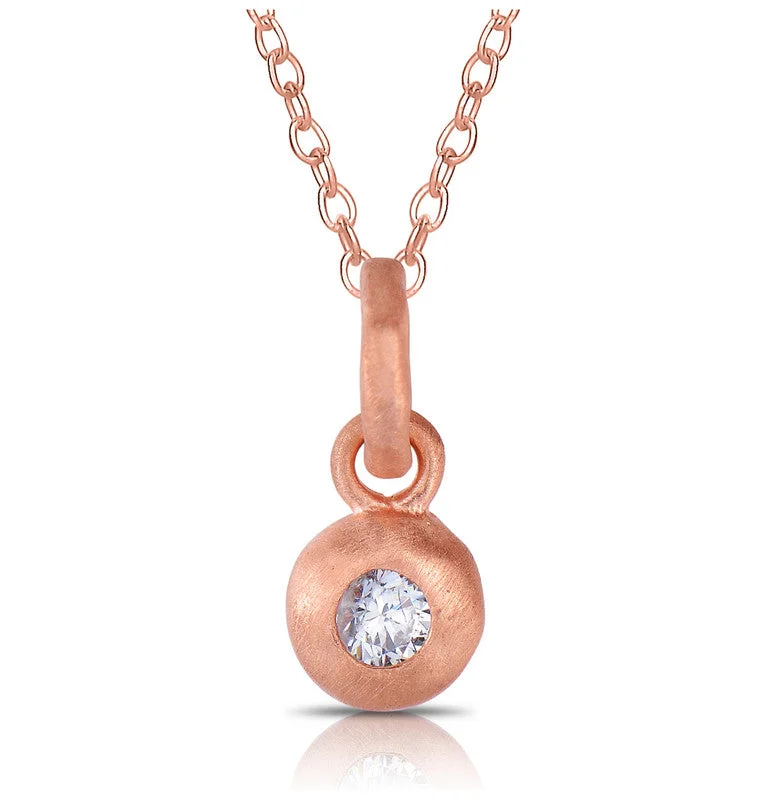 Final Call For Exquisite Jewelry At Reduced Rates C.z. Sterling Silver Rose Plated Brushed Round Drop Pendant Final Call For Exquisite Jewelry At Reduced Rates C.z. Sterling Silver Rose Plated Brushed Round Drop Pendant