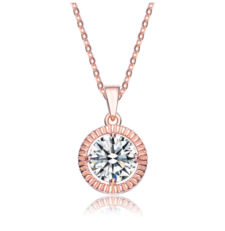 Premium Diamond Jewelry At Once-In-A-Lifetime Discounts C.z. Sterling Silver Rose Plated Classic Round Pendant Premium Diamond Jewelry At Once-In-A-Lifetime Discounts C.z. Sterling Silver Rose Plated Classic Round Pendant