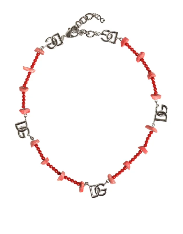 Shop Jewelry That Shines Without The High Price Dolce & Gabbana Tone Brass Beaded Resin DG Logo Chain Women's Necklace Shop Jewelry That Shines Without The High Price Dolce & Gabbana Tone Brass Beaded Resin DG Logo Chain Women's Necklace