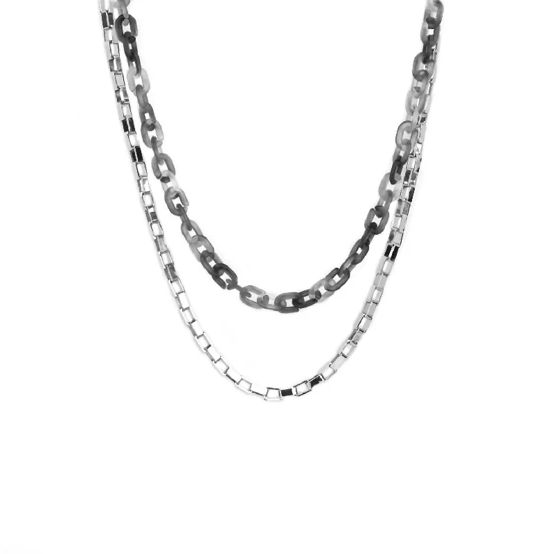 Best Jewelry Deals – Premium Quality At Exclusive Discounts Double Resin/metal Link Necklace In Silver Best Jewelry Deals – Premium Quality At Exclusive Discounts Double Resin/metal Link Necklace In Silver