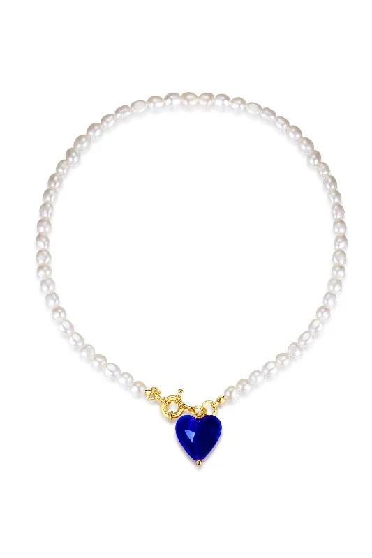 Must-Have Jewelry Pieces At Reduced Prices Esmée Blue Glaze Heart Pendant Pearl Necklace