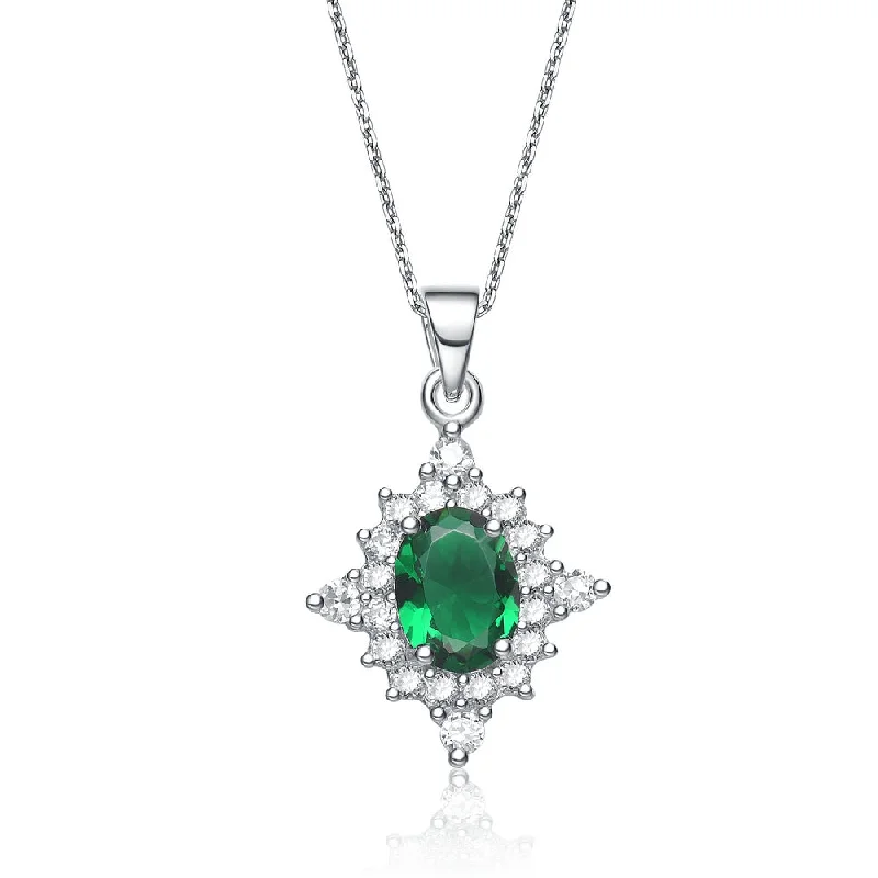 Sparkle On A Budget – Fine Jewelry For Less Gv C.z. Ss Rhodium Plated Diamond Shape Emerald Pendant Sparkle On A Budget – Fine Jewelry For Less Gv C.z. Ss Rhodium Plated Diamond Shape Emerald Pendant