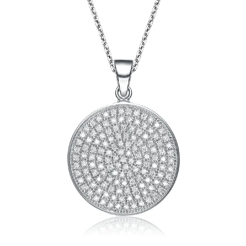 Elegant Jewelry Styles At Budget-Friendly Prices Gv C.z. Sterling Silver Rhodium Plated Micro Pave Round Drop Pendant Elegant Jewelry Styles At Budget-Friendly Prices Gv C.z. Sterling Silver Rhodium Plated Micro Pave Round Drop Pendant