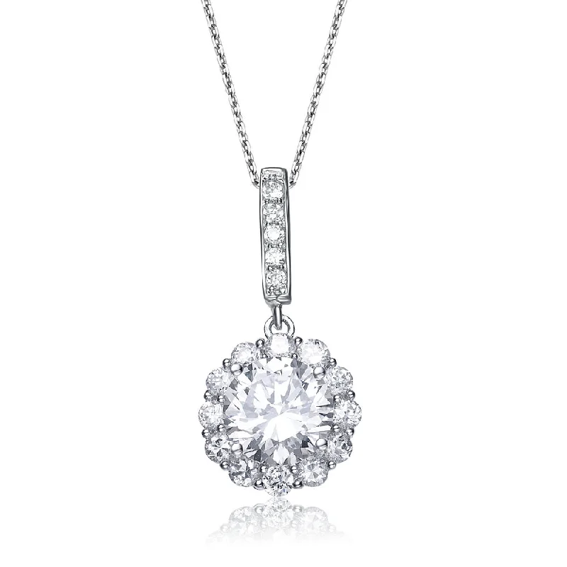 High-Quality Jewelry At A Fraction Of The Cost Gv C.z. Sterling Silver Rhodium Plated Round Drop Pendant High-Quality Jewelry At A Fraction Of The Cost Gv C.z. Sterling Silver Rhodium Plated Round Drop Pendant