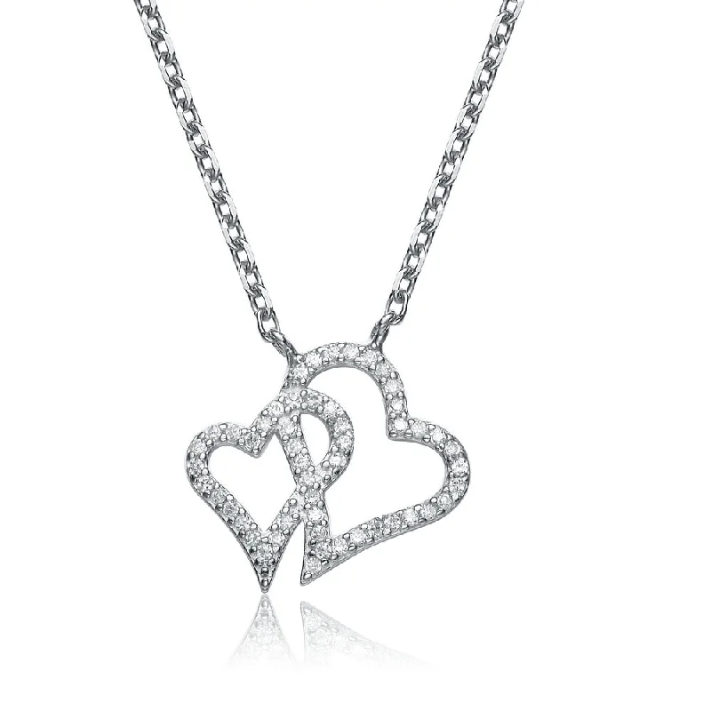 Get Your Favorite Jewelry At The Best Price Gv C.z. Sterling Silver Sterling Silver Rhodium Plated Double Heart Micro Pave Pendant Get Your Favorite Jewelry At The Best Price Gv C.z. Sterling Silver Sterling Silver Rhodium Plated Double Heart Micro Pave Pendant