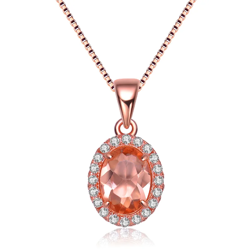 Shop Fine Jewelry With Exclusive Savings Gv Silver Rose Gold Plated Champagne Cubic Zirconia Oval Necklace Shop Fine Jewelry With Exclusive Savings Gv Silver Rose Gold Plated Champagne Cubic Zirconia Oval Necklace
