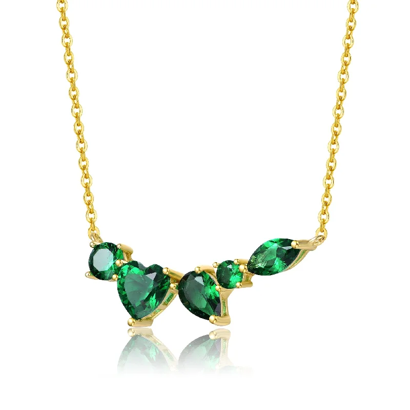 Glamorous Jewelry, Glamorous Deals – Shop Now GV Sterling Silver 14k Yellow Gold Plated Mixed Cut Emerald Cubic Zirconia Cluster Necklace Glamorous Jewelry, Glamorous Deals – Shop Now GV Sterling Silver 14k Yellow Gold Plated Mixed Cut Emerald Cubic Zirconia Cluster Necklace