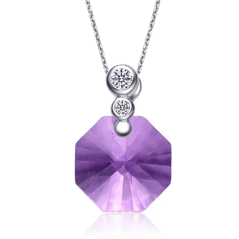The Perfect Jewelry Piece At The Perfect Price Gv Sterling Silver Purple Cubic Zirconia Octagon Necklace The Perfect Jewelry Piece At The Perfect Price Gv Sterling Silver Purple Cubic Zirconia Octagon Necklace