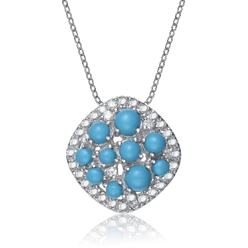 Fine Jewelry, Limited-Time Offers Available Gv Sterling Silver Turquoise Cubic Zirconia Unique Style Pendant Fine Jewelry, Limited-Time Offers Available Gv Sterling Silver Turquoise Cubic Zirconia Unique Style Pendant