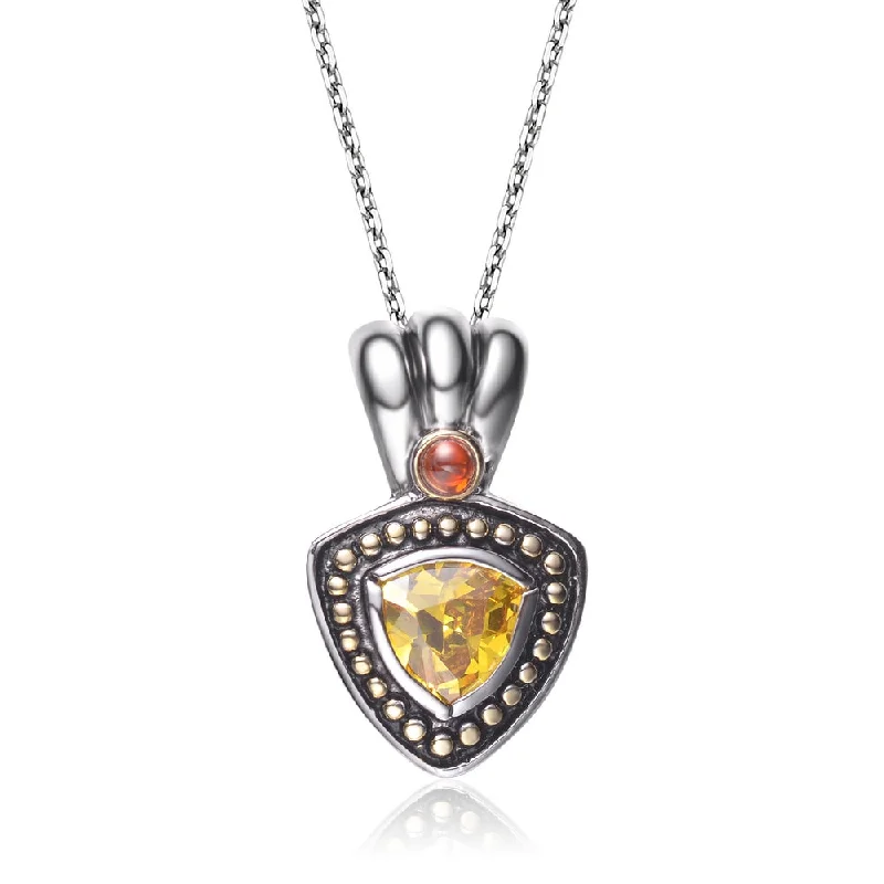 Last Chance To Grab Your Favorite Jewelry At A Discount Gv Sterling Silver Yellow Crest-shape Cubic Zirconia Pendant Last Chance To Grab Your Favorite Jewelry At A Discount Gv Sterling Silver Yellow Crest-shape Cubic Zirconia Pendant
