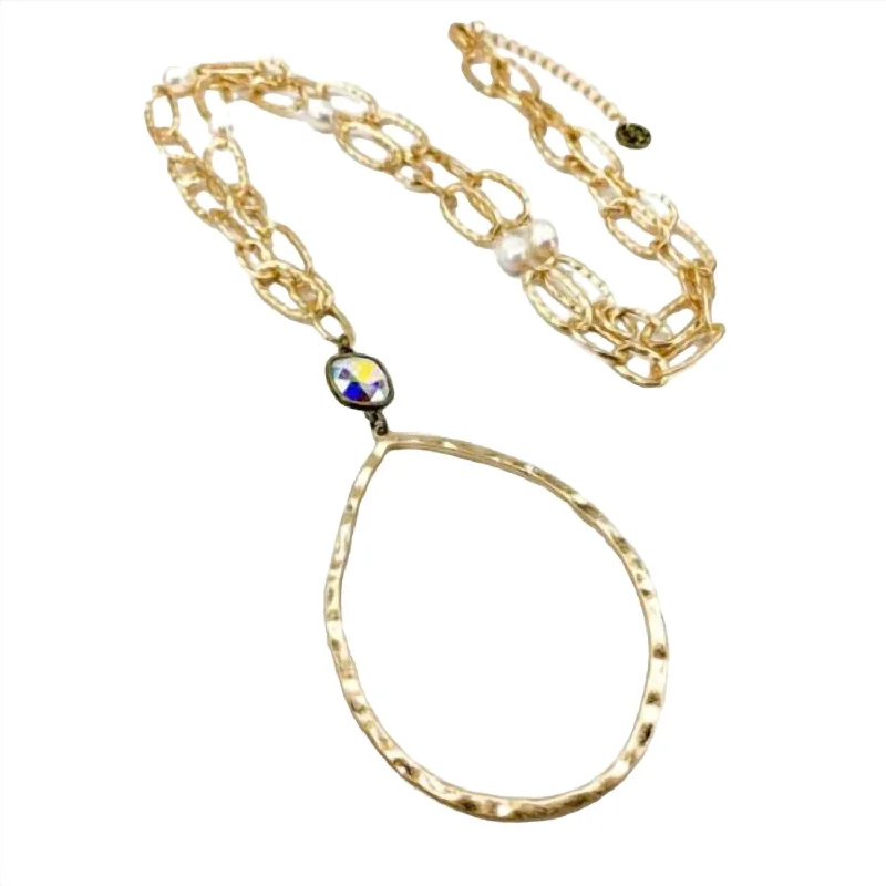 Affordable Luxury Jewelry For Every Occasion Hammered Open Teardrop Necklace In Gold Affordable Luxury Jewelry For Every Occasion Hammered Open Teardrop Necklace In Gold