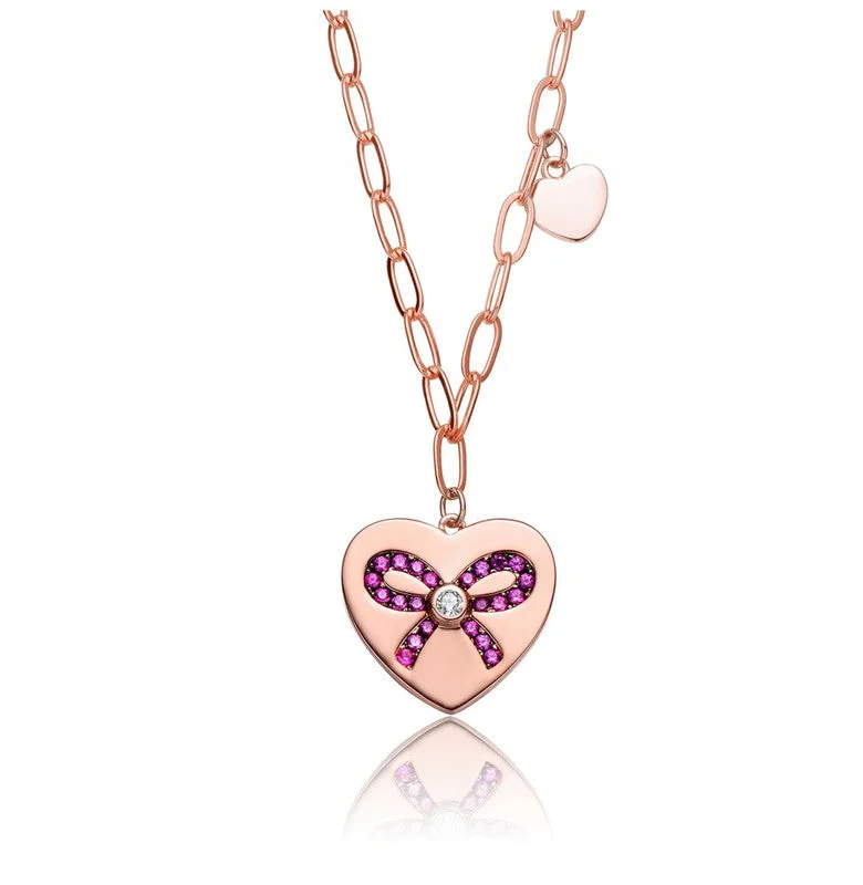 Shop Signature Jewelry Styles At Exclusive Prices Kids/Young Teens 18k Rose Gold Plated Bow Tie on Heart Shaped Pendant Shop Signature Jewelry Styles At Exclusive Prices Kids/Young Teens 18k Rose Gold Plated Bow Tie on Heart Shaped Pendant
