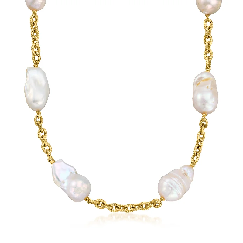 Shop Fine Jewelry With Amazing Deals Ross-Simons 13-16mm Cultured Baroque Pearl Necklace in 18kt Gold Over Sterling Shop Fine Jewelry With Amazing Deals Ross-Simons 13-16mm Cultured Baroque Pearl Necklace in 18kt Gold Over Sterling