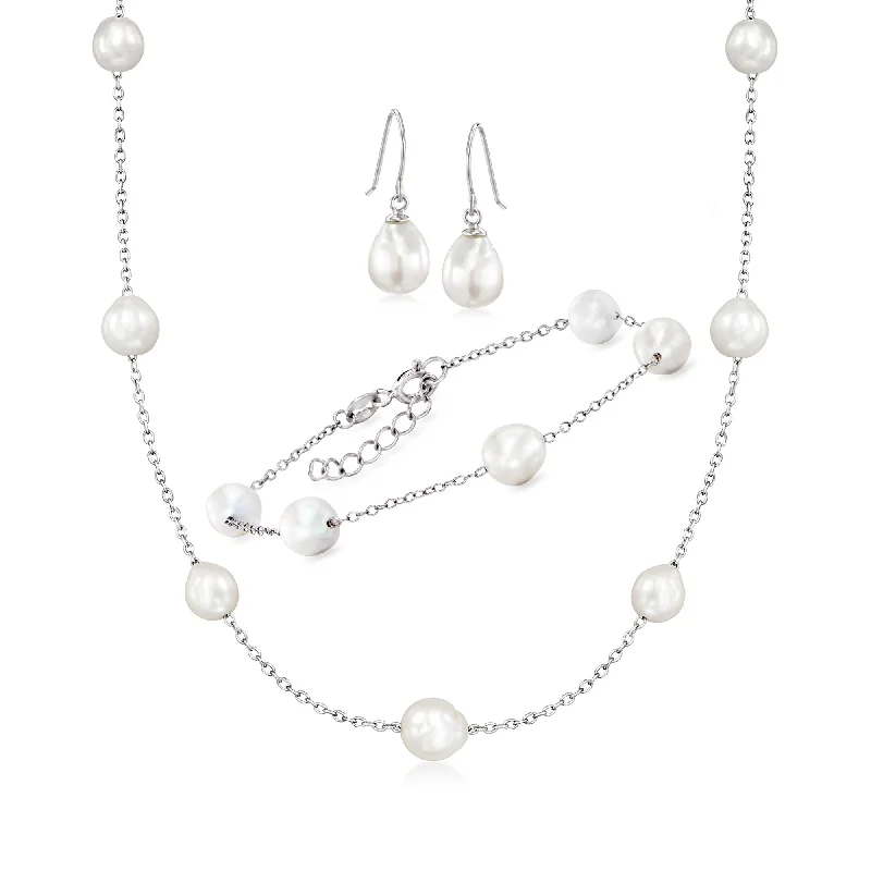 Celebrate With Sparkle – Jewelry Sale Now Live Ross-Simons 6-8mm Cultured Semi-Baroque Pearl Jewelry Set: Necklace, Bracelet and Drop Earrings in Sterling Silver Celebrate With Sparkle – Jewelry Sale Now Live Ross-Simons 6-8mm Cultured Semi-Baroque Pearl Jewelry Set: Necklace, Bracelet and Drop Earrings in Sterling Silver