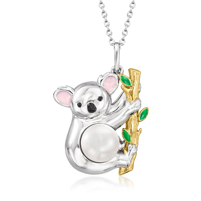Get Your Favorite Jewelry At The Best Price Ross-Simons 8-8.5mm Cultured Pearl Koala Pendant Necklace With Multicolored Enamel in 2-Tone Sterling Silver Get Your Favorite Jewelry At The Best Price Ross-Simons 8-8.5mm Cultured Pearl Koala Pendant Necklace With Multicolored Enamel in 2-Tone Sterling Silver