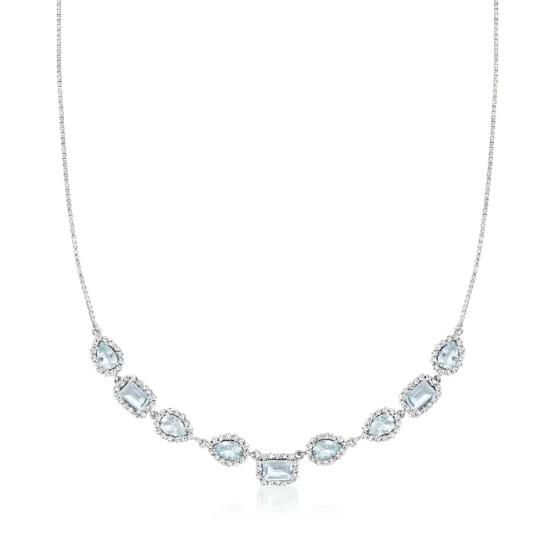 Timeless Elegance At Unbelievable Discounts Ross-Simons Aquamarine and Diamond Necklace in 14kt White Gold Timeless Elegance At Unbelievable Discounts Ross-Simons Aquamarine and Diamond Necklace in 14kt White Gold