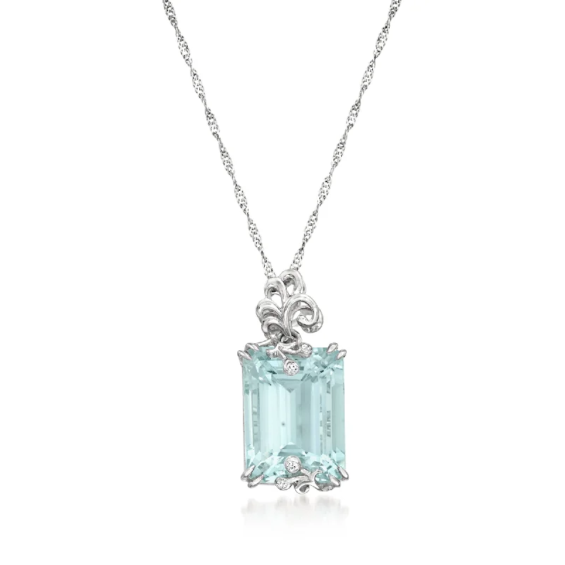 Luxury Meets Affordability – Jewelry Sale Now Live Ross-Simons Aquamarine Pendant Necklace With Diamond Accents in 14kt White Gold Luxury Meets Affordability – Jewelry Sale Now Live Ross-Simons Aquamarine Pendant Necklace With Diamond Accents in 14kt White Gold