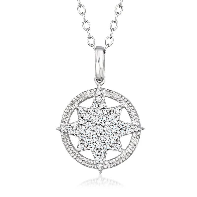 Handcrafted Beauty At Affordable Prices Ross-Simons Diamond Compass Pendant in Sterling Silver Handcrafted Beauty At Affordable Prices Ross-Simons Diamond Compass Pendant in Sterling Silver