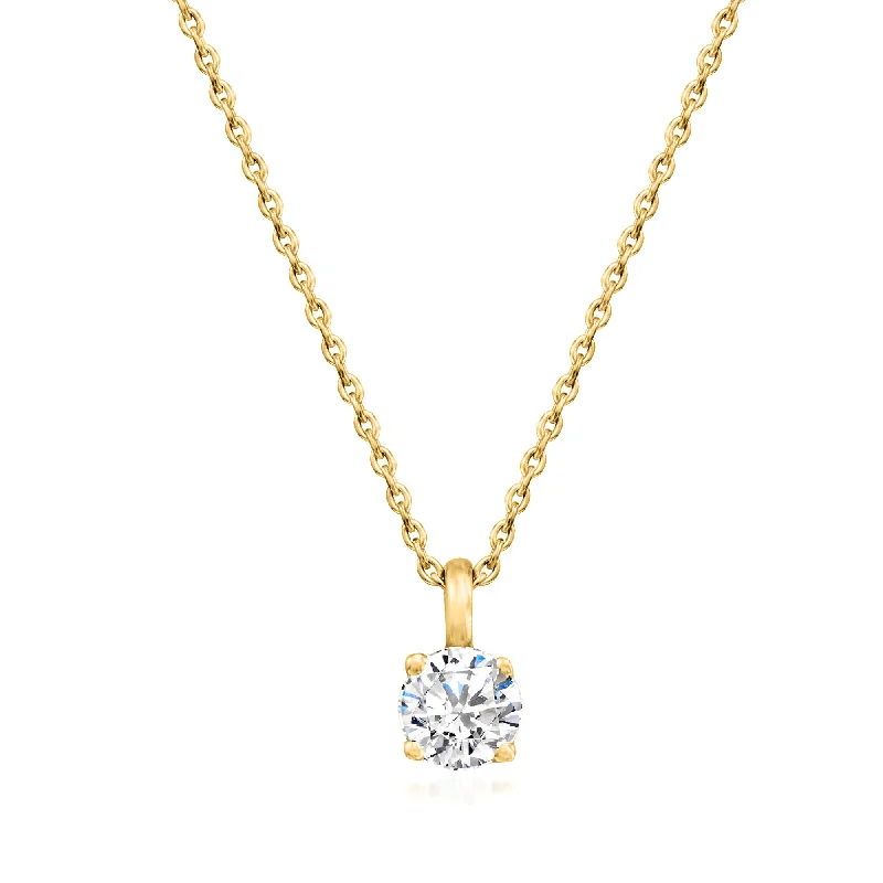 Affordable Gold-Plated Jewelry For Modern Fashion Ross-Simons Diamond Solitaire Necklace in 14kt Yellow Gold Affordable Gold-Plated Jewelry For Modern Fashion Ross-Simons Diamond Solitaire Necklace in 14kt Yellow Gold