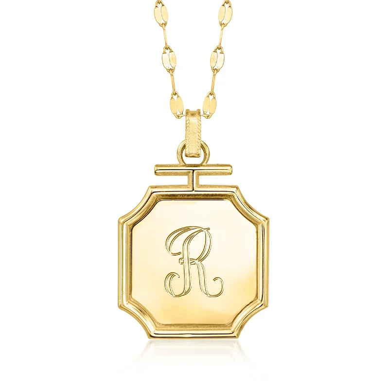 Grab Exquisite Jewelry At The Lowest Prices Ross-Simons Italian 14kt Yellow Gold Personalized Frame Pendant Necklace Grab Exquisite Jewelry At The Lowest Prices Ross-Simons Italian 14kt Yellow Gold Personalized Frame Pendant Necklace