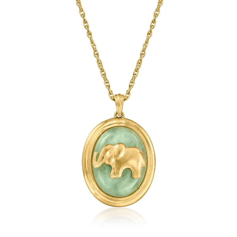 Breathtaking Jewelry, Breathtaking Prices Ross-Simons Jade Elephant Pendant Necklace in 18kt Gold Over Sterling Breathtaking Jewelry, Breathtaking Prices Ross-Simons Jade Elephant Pendant Necklace in 18kt Gold Over Sterling