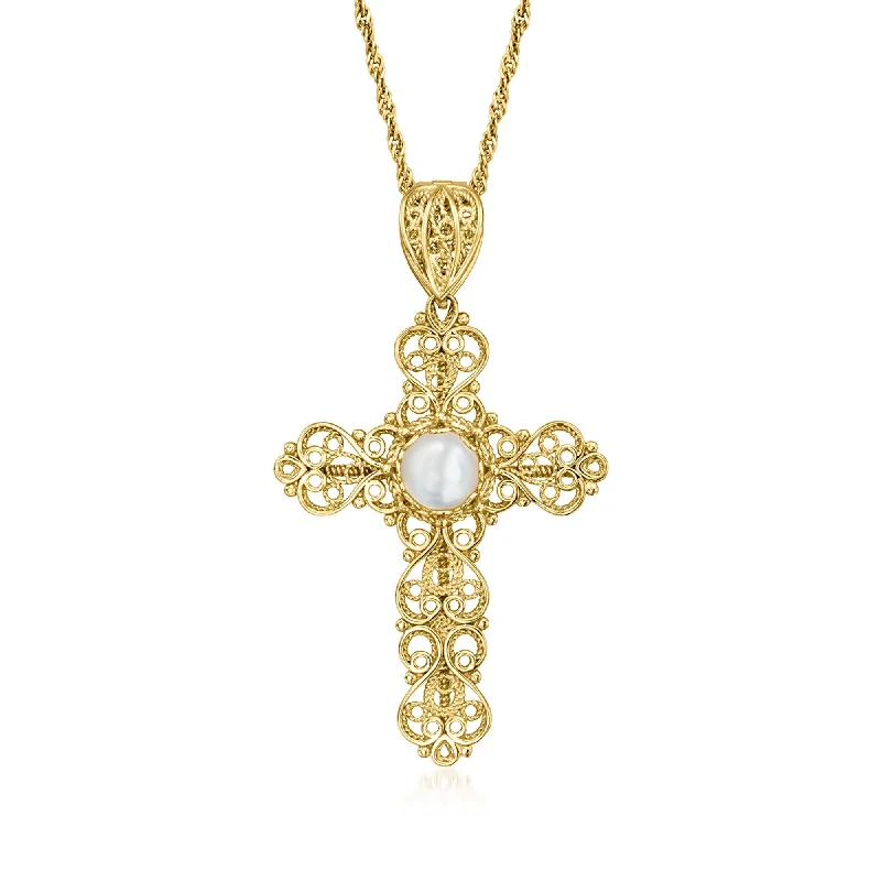 Your Dream Jewelry At Dream Prices Ross-Simons Mother-Of-Pearl Filigree Cross Pendant Necklace in 18kt Gold Over Sterling Your Dream Jewelry At Dream Prices Ross-Simons Mother-Of-Pearl Filigree Cross Pendant Necklace in 18kt Gold Over Sterling