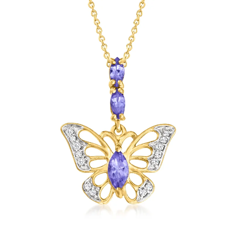 Unmissable Jewelry Sale – Shop Before It's Too Late Ross-Simons Tanzanite and . White Topaz Butterfly Pendant Necklace in 18kt Gold Over Sterling Unmissable Jewelry Sale – Shop Before It's Too Late Ross-Simons Tanzanite and . White Topaz Butterfly Pendant Necklace in 18kt Gold Over Sterling