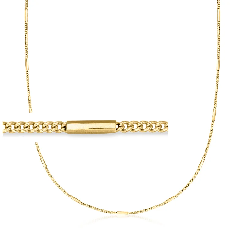 Gorgeous Jewelry, Limited-Time Savings RS Pure by Ross-Simons Italian 18kt Gold Vermeil Bar and Curb-Link Station Necklace Gorgeous Jewelry, Limited-Time Savings RS Pure by Ross-Simons Italian 18kt Gold Vermeil Bar and Curb-Link Station Necklace