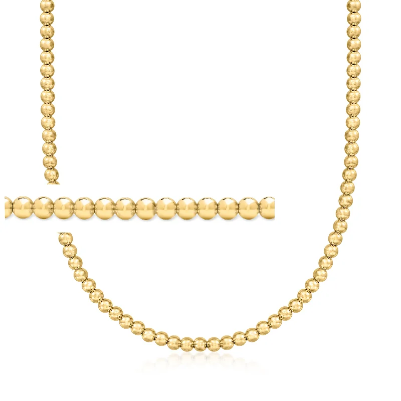Delicate Crystal Jewelry For Sophisticated Charm RS Pure by Ross-Simons Italian 5mm 18kt Gold Vermeil Bead Necklace Delicate Crystal Jewelry For Sophisticated Charm RS Pure by Ross-Simons Italian 5mm 18kt Gold Vermeil Bead Necklace