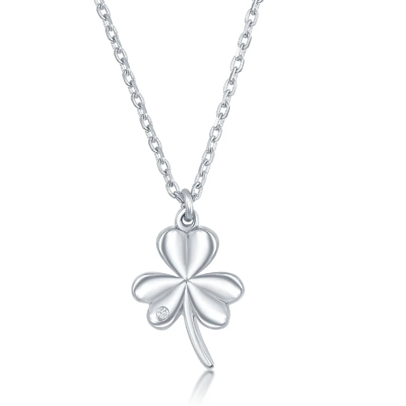 Limited Stock On Premium Jewelry At Low Prices Sterling Silver 0.0075cttw Diamond Three Leaf Clover Necklace Limited Stock On Premium Jewelry At Low Prices Sterling Silver 0.0075cttw Diamond Three Leaf Clover Necklace