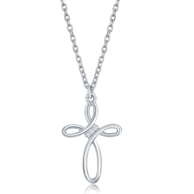 Fashion-Forward Geometric Jewelry For Contemporary Style Sterling Silver 0.05cttw Diamond Cross Necklace Fashion-Forward Geometric Jewelry For Contemporary Style Sterling Silver 0.05cttw Diamond Cross Necklace