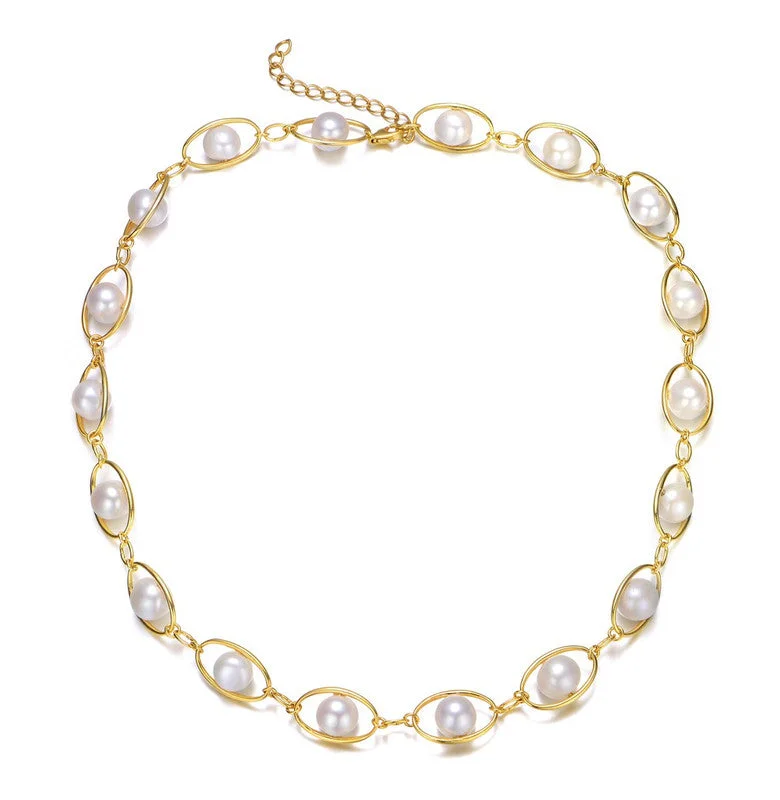 Shop Handcrafted Jewelry At Special Promotional Rates Sterling Silver 14k Gold Plated Genuine Freshwater Pearl Oval Link Necklace Shop Handcrafted Jewelry At Special Promotional Rates Sterling Silver 14k Gold Plated Genuine Freshwater Pearl Oval Link Necklace