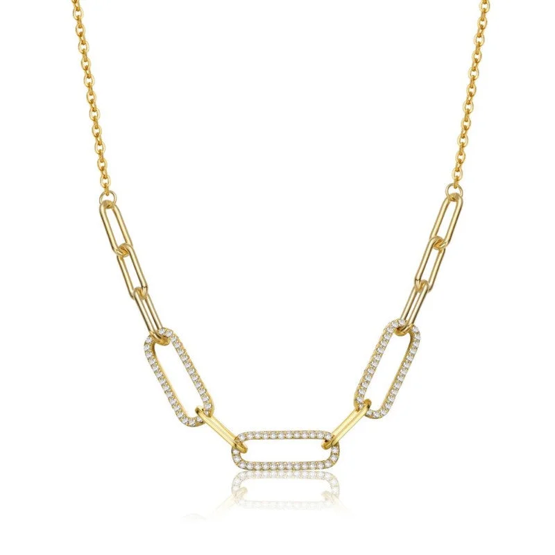 Don't Miss These Dazzling Jewelry Discounts Sterling Silver 14k Yellow Gold Plated with Cubic Zirconia Elongated Cable Link Chain Necklace Don't Miss These Dazzling Jewelry Discounts Sterling Silver 14k Yellow Gold Plated with Cubic Zirconia Elongated Cable Link Chain Necklace