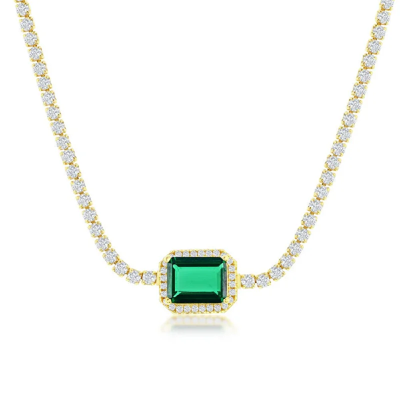 Seasonal Jewelry Sale – Upgrade Your Style Today Sterling Silver Asscher-Cut Emerald CZ Tennis Choker - Gold Plated Seasonal Jewelry Sale – Upgrade Your Style Today Sterling Silver Asscher-Cut Emerald CZ Tennis Choker - Gold Plated